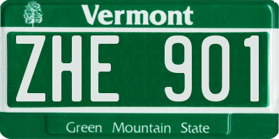 VT license plate ZHE901