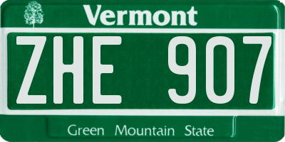 VT license plate ZHE907
