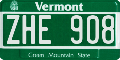 VT license plate ZHE908