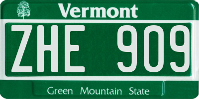 VT license plate ZHE909
