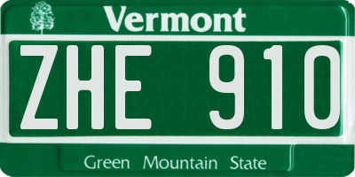 VT license plate ZHE910