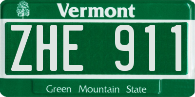 VT license plate ZHE911