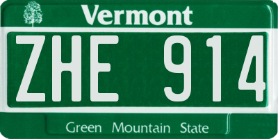 VT license plate ZHE914