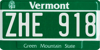 VT license plate ZHE918