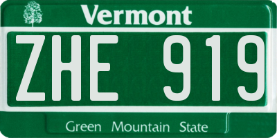 VT license plate ZHE919
