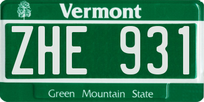 VT license plate ZHE931