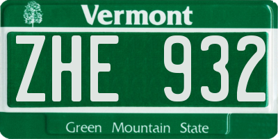 VT license plate ZHE932