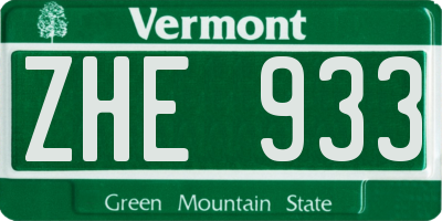 VT license plate ZHE933