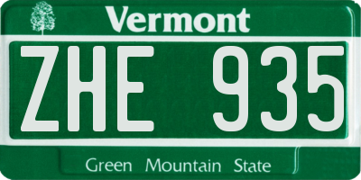 VT license plate ZHE935