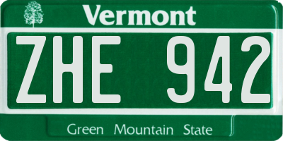 VT license plate ZHE942