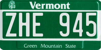 VT license plate ZHE945