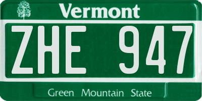 VT license plate ZHE947