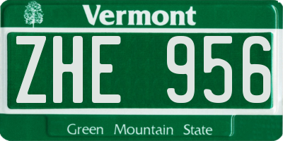 VT license plate ZHE956