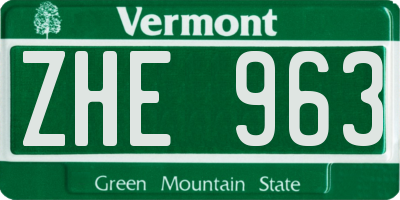 VT license plate ZHE963