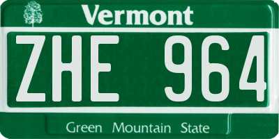 VT license plate ZHE964