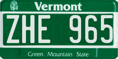 VT license plate ZHE965