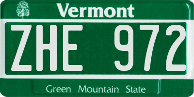 VT license plate ZHE972
