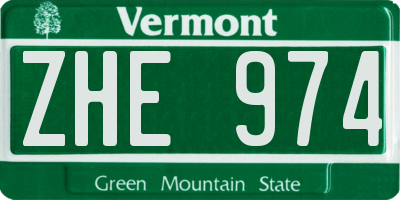 VT license plate ZHE974