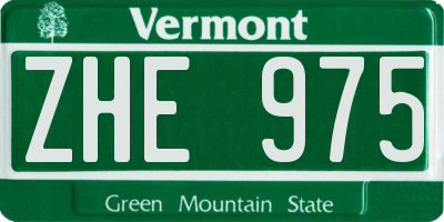 VT license plate ZHE975