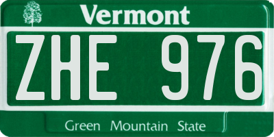 VT license plate ZHE976