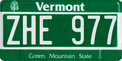 VT license plate ZHE977