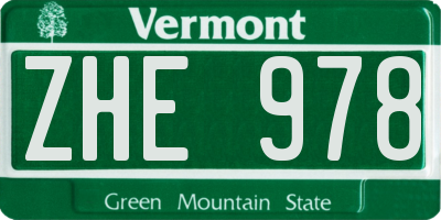 VT license plate ZHE978