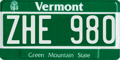VT license plate ZHE980
