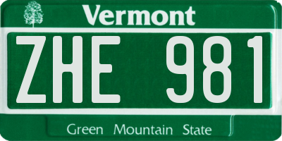 VT license plate ZHE981