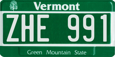 VT license plate ZHE991