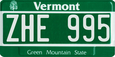 VT license plate ZHE995