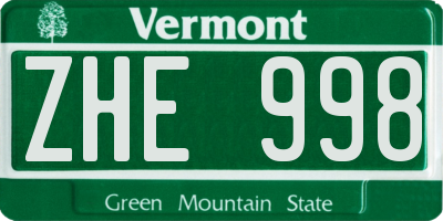 VT license plate ZHE998