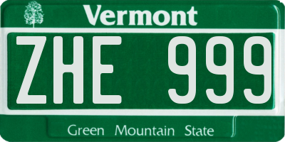 VT license plate ZHE999