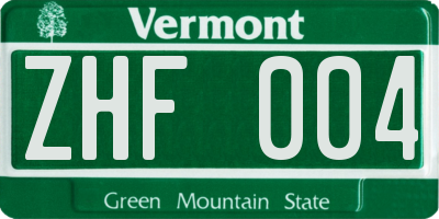 VT license plate ZHF004