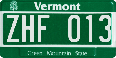 VT license plate ZHF013