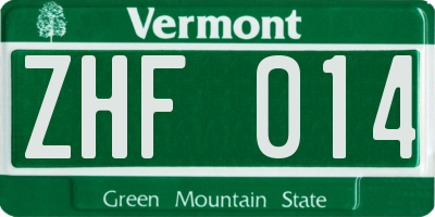 VT license plate ZHF014