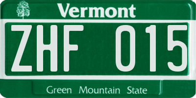 VT license plate ZHF015