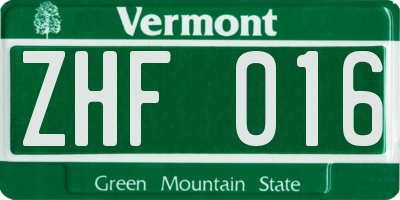 VT license plate ZHF016