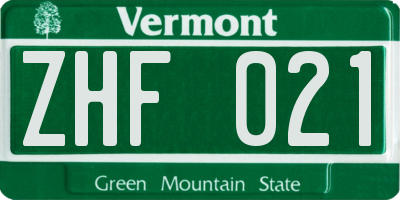 VT license plate ZHF021
