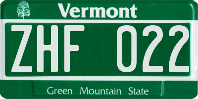 VT license plate ZHF022
