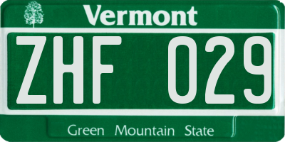 VT license plate ZHF029