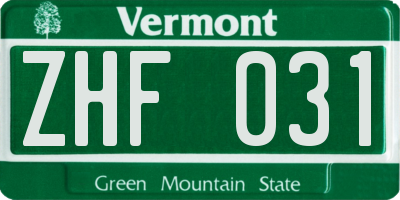 VT license plate ZHF031