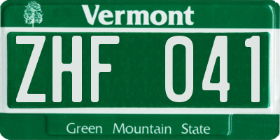 VT license plate ZHF041