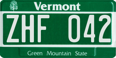 VT license plate ZHF042