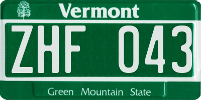 VT license plate ZHF043