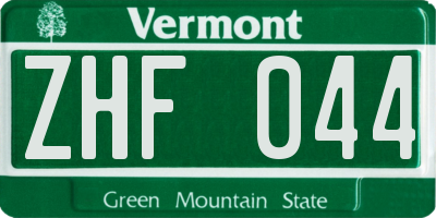 VT license plate ZHF044