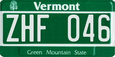 VT license plate ZHF046