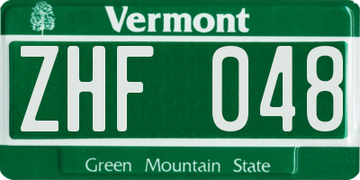 VT license plate ZHF048
