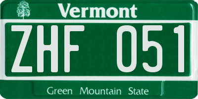 VT license plate ZHF051
