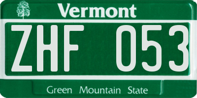 VT license plate ZHF053