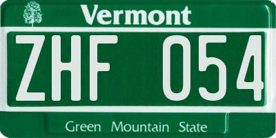 VT license plate ZHF054